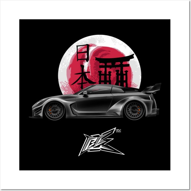 nissan gtr r35 lbwk matte black Wall Art by naquash